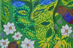 “Forårsblomster” maleri af Nete Riemann- Gouache- 35×49 cm.