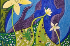 Anemoner – maleri af Nete Riemann, Gouache, 26,5 x 46,0