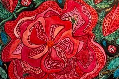 Rosen, Bladlusene og Mariehønen af Nete Riemann -  Akvarel, 53 x 35_nete